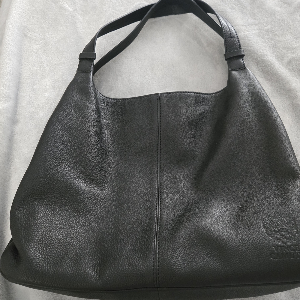 Black Leather Hobo Bag with Soft Structure
